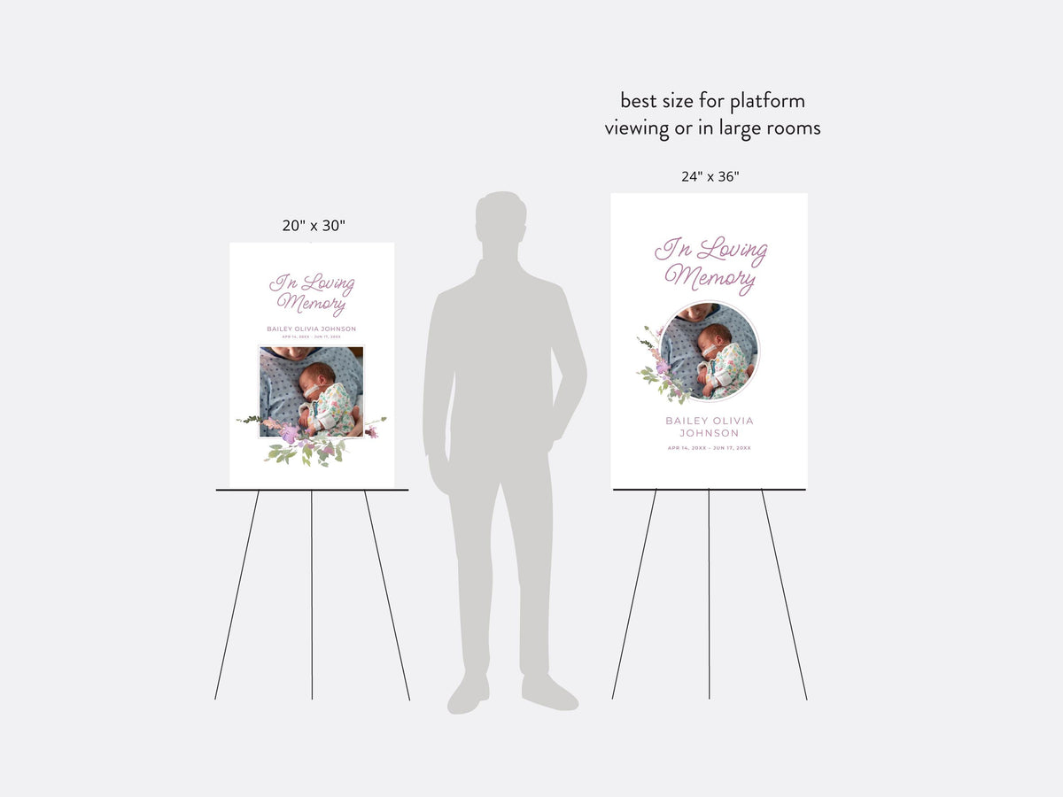 Infant Loss Pink Wildflower Large Memorial Welcome Sign | Canva Template (4 Sizes)