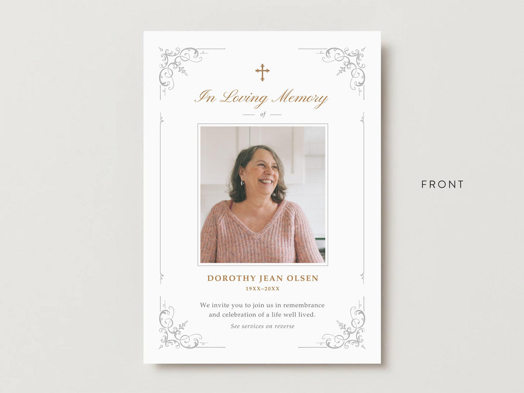 Ornate Frame Memorial Invitation | Canva Template (5x7 in)