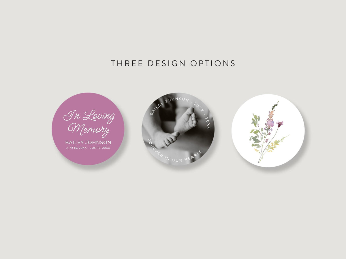 Infant Loss Pink Wildflower Round Favor Stickers | Canva Template (2x2, 3x3, 4x4 in)