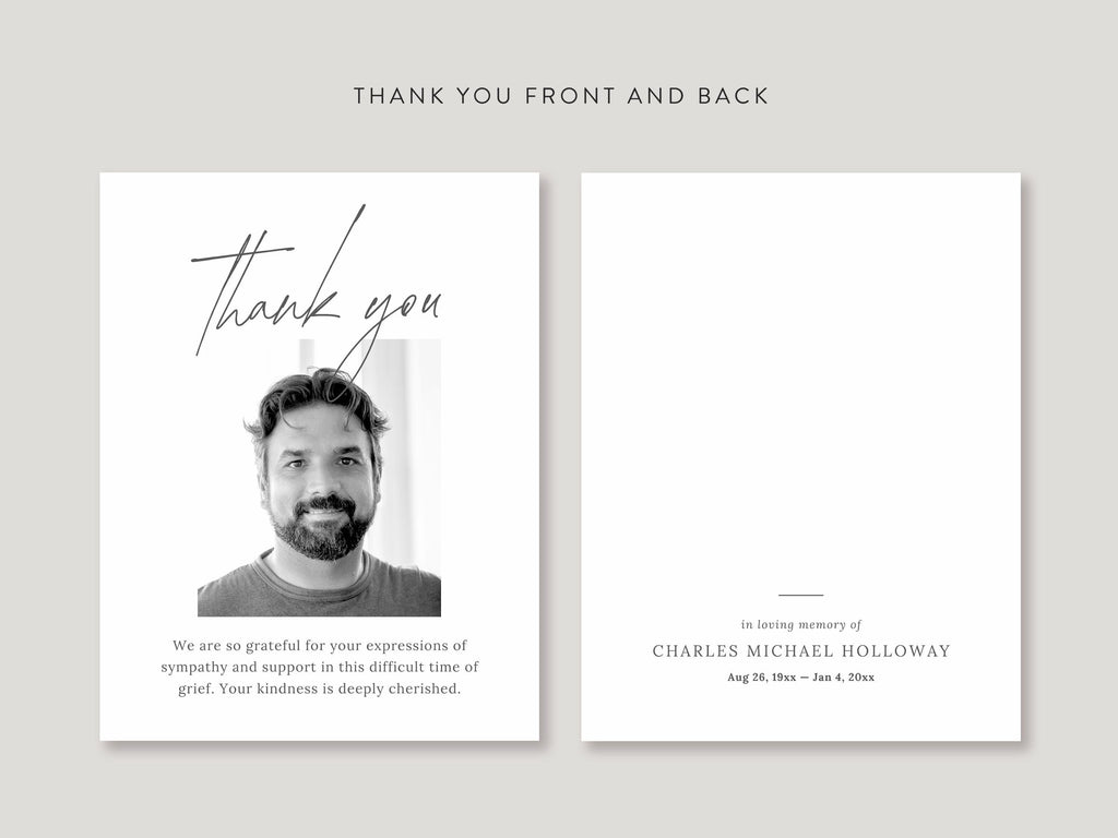 Modern Minimal Memorial Thank You | Canva Template (Flat, 4.25x5.5 in)