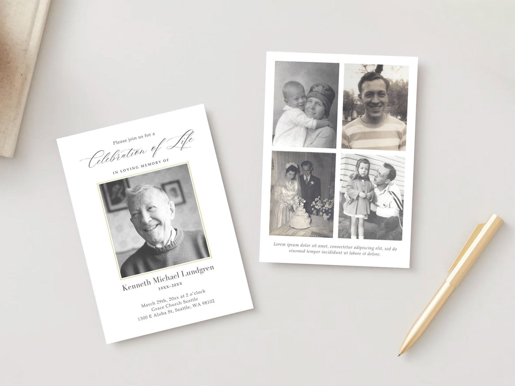 Classic Elegance Memorial Invitation | Canva Template (5x7 in)
