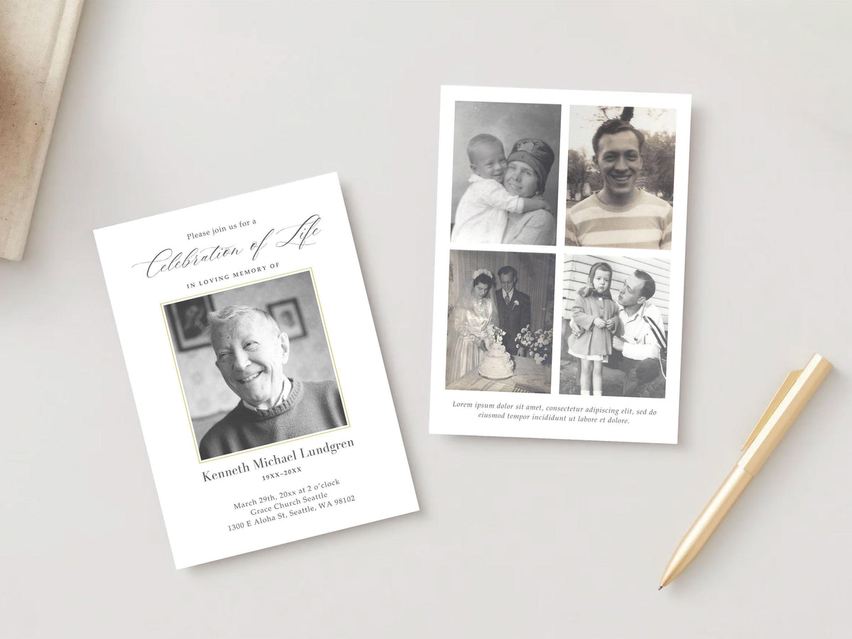 Classic Elegance Memorial Invitation | Canva Template (5x7 in)
